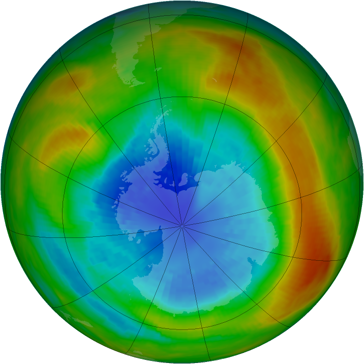 Antarctic ozone map for 11 September 1983
